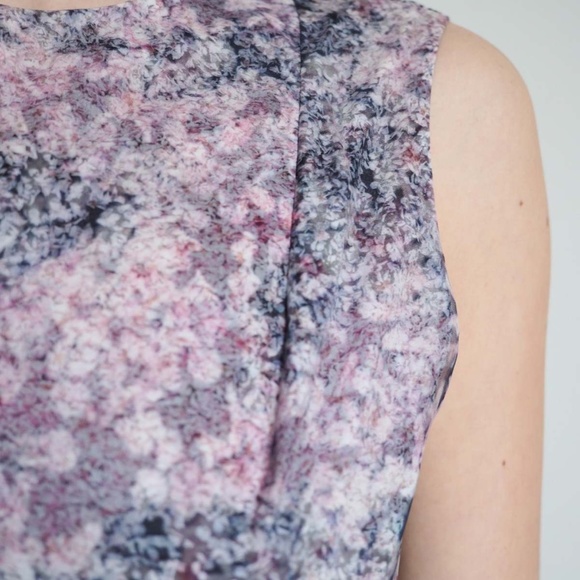 BEAUTIFUL Vintage Carven Pink Multicolour Sheer Floral Print Dress, Size 36 - Picture 3 of 7